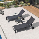 PURPLE LEAF Outdoor Chaise Lounge Set for 2 Aluminum Patio Chaise Lounger Chair with Armrest Adjustable Pool Chaise - Photo 1