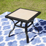 LOKATSE HOME Outdoor Patio Bistro Square End Table Dining Tile Top Metal Legs … - Photo 1