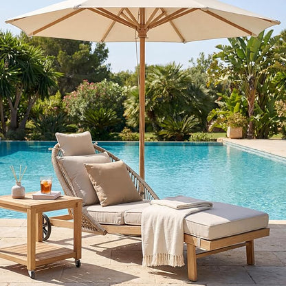 Lounge Chair Outdoor Set of 2 Chaise Lounger, Rope Lounge Chair Patio Chairs with Cushion & Backrest, Outdoor Chaise Lounges for Backyard, Poolside, Patio, Garden, Khaki