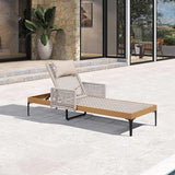 PURPLE LEAF 1 Piece Outdoor Chaise Lounge Rattan Wicker Lounger with Arms Poolside Furniture Adjustable Recliners Patio - Photo 2