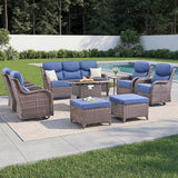 Luxury Patio Furniture Set with 6-inch Thick Cushion, Outdoor Furniture with Fire Pit Table, Swivel Chairs, Sofa - Photo 6