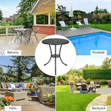 24" Patio Bistro Table Round Outdoor Coffee Table, Small Patio Table with 2" Umbrella Hole, Iron Frame for Porch - Photo 9