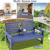 Outdoor Bench Weatherproof - HDPE 2-Person Garden Bench with Cup Holders, Bench Furniture with Backrest and Armrests - Photo 8