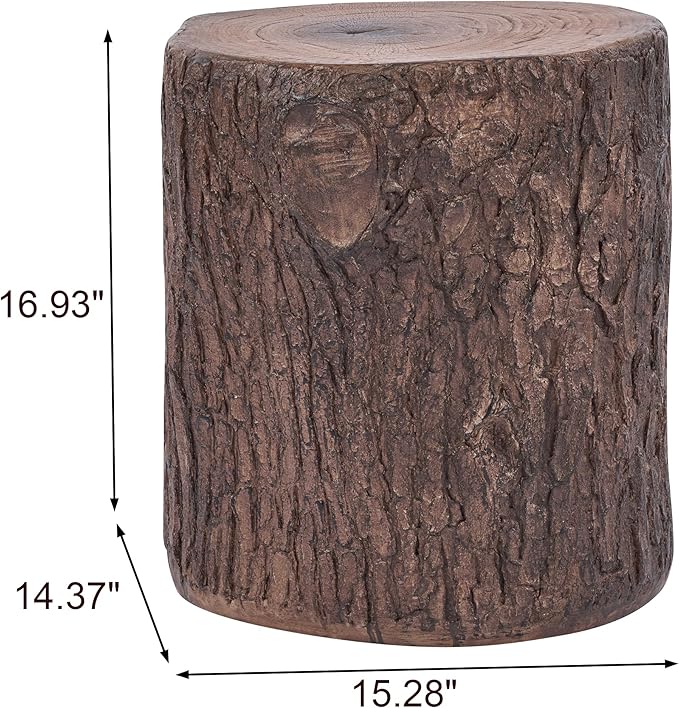 Christopher Knight Home Lomlyn Outdoor Tree Stump Side Table, Lightweight Concrete End Table, Accent Table with Natural Wood Form, Decorative Small Coffee Desk for Living Room Patio, Antique Grey