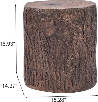 Christopher Knight Home Lomlyn Outdoor Tree Stump Side Table, Lightweight Concrete End Table, Accent Table with Natural Wood Form, Decorative Small Coffee Desk for Living Room Patio, Antique Grey