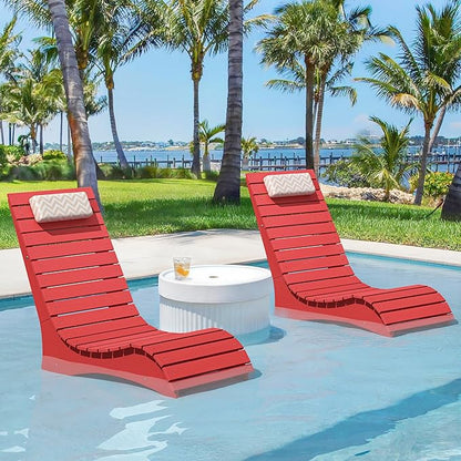 HDPS Pool Lounge Chairs, Use in Pools Lounge Chairs up to 10-Inches of Water, Chaise Chairs with Headrest, Lounge Chair Outdoor, Fade-Resistant Pool Lounger for Deck