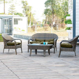 QILLOWAY Outdoor Patio Wicker Seat Cushions Group Loveseat/Two U-Shape/Two Lumbar Pillows for Patio Furniture - Photo 4