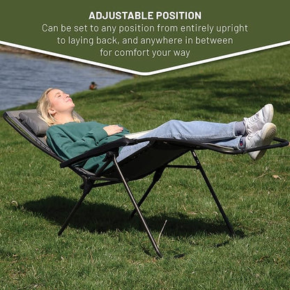 TIMBER RIDGE Aluminum Zero Gravity Chairs, Folding Recliner Chair Padded with Cup Holder and Headrest, Adjustable Lounge Reclining Chair for Outdoor Camping Lawn Patio Indoor, Supports 350lbs, Brown