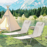 Outsunny 2 Piece Folding Chaise Lounge Chairs, Pool Sun Tanning Chairs with Reclining Back, Breathable Mesh Seat - Photo 8