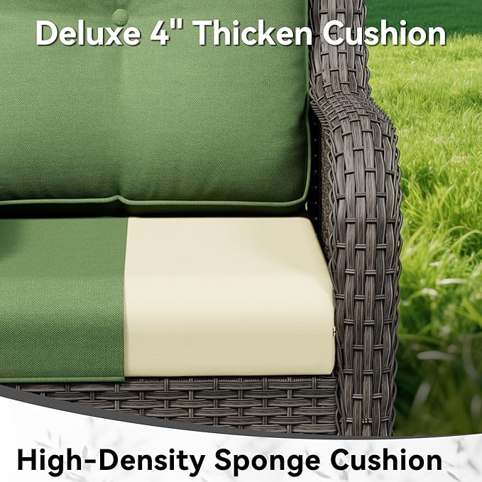 Swivel Rocker Patio Chairs Set of 2 - Outdoor Wicker Patio Furniture Set 2 Pieces with Thickened Olefin Cushions - Photo 7