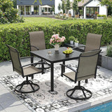 DIFY 40.2" Square Outdoor Dining Table for 4, Slatted Metal Patio Table with Adjustable Umbrella Hole - Photo 2