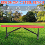 6 Feet Outdoor Steel Bench, Red Heavy Duty Metal Park Bench for Outside, Weatherproof Dock Bench - Photo 4