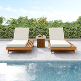 Merax Acacia Wood Chaise Lounge Chair Outdoor Set of 2 - Photo 1