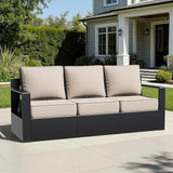 Aluminum Patio Sofa - 3-Seater Outdoor Couch with 6" Thick Removable Cushions, All-Weather Metal Frame - Photo 2