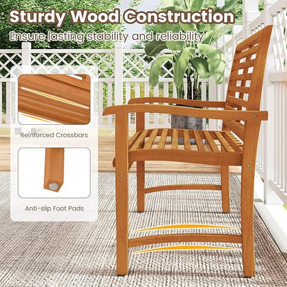 Tangkula Teak Wood Outdoor Bench with Backrest, Patio Garden Park Bench with Slatted Backrest & Seat, Curved Armrests, 800 lbs Capacity, 2-Person Outside Loveseat for Porch, Deck and Backyard