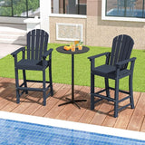 ORALNER Tall Adirondack Chairs, Outdoor High Back Balcony Chair, Weather Resistant HDPE Resin Plastic Bar Height Stools - Photo 7