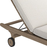 Modway Saratoga Teak Outdoor Chaise Lounge Chair in Pebble – Adjustable Wood Pool Lounge Chair with Wheels and Cushions - Photo 9