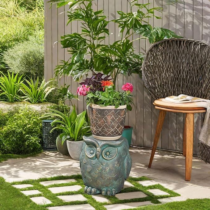 OWL Garden Stool, Plant Stool or OWL Table for Garden, Front Porch, Patio, Outside, Indoor, Lightweight Concrete - Photo 8