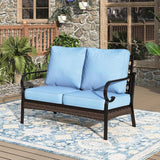 Patio Furniture Sofa, Love-Seat Patio Sofa Steel Frame Outdoor Sectional Couch with 5.75” Cushions - Photo 1