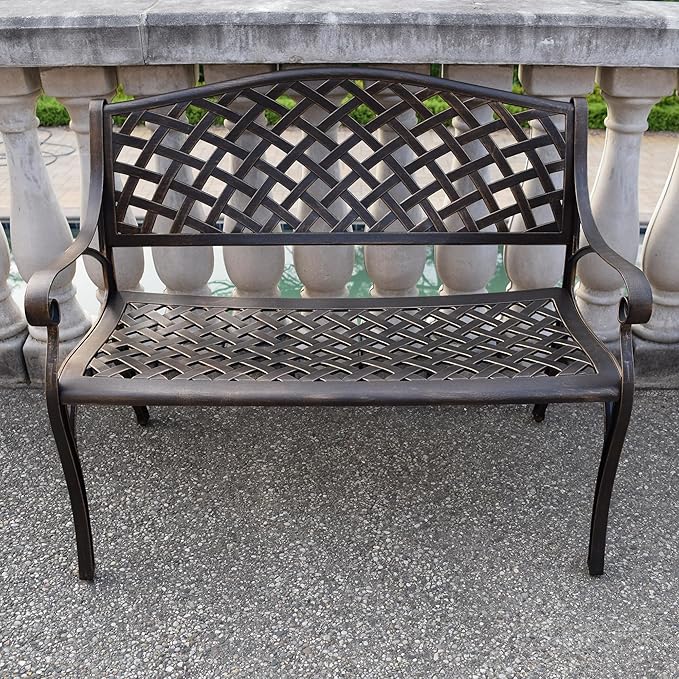 Oakland Living Outdoor Aluminum Modern Patio Bench Loveseat