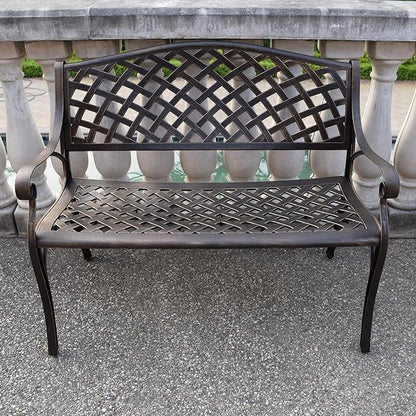 Oakland Living Outdoor Aluminum Modern Patio Bench Loveseat