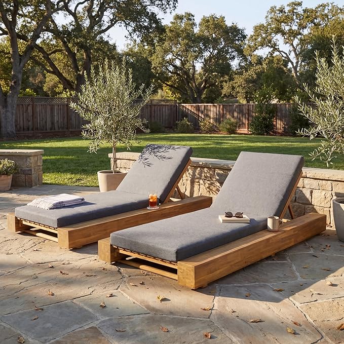 Christopher Knight Home Tory Acacia Wood Chaise Lounge Chair Outdoor Set of 2, Poolside Sun Lounger Recliner - Photo 4