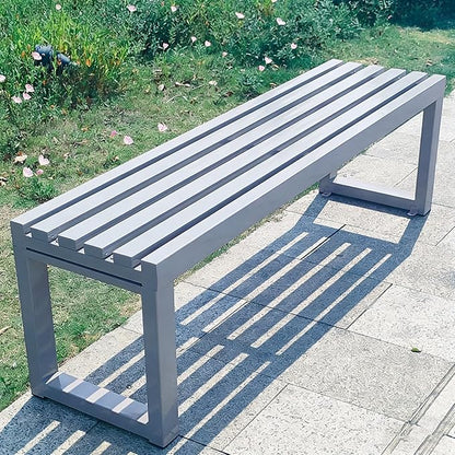 Park Bench for Outside, Outdoor Benches Weatherproof, Metal Garden Bench 2-Person Seat 100/120/150/180 Cm Patio Benches Backless for Lawn Yard Entryway, Capacity 660 Lbs(Gray,100 cm/39.4 in)