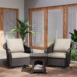 Outdoor Wicker 360 Degree Swivel Glider Rocker Chairs Set of 2 with Cat House Side Table - Photo 1