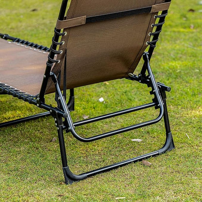 Outsunny Folding Chaise Lounge Chair, Patio Sun Tanning Chair, Outdoor Chaise Lounger with 5-Position Reclining Back, Breathable Mesh Seat for Beach, Poolside, Yard, Brown