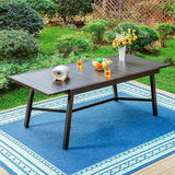 PHI VILLA Expandable Patio Dining Table Metal Outdoor Table for 6-8 Person Lawn Garden Bistro Rectangular Table - Photo 2