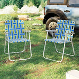 GYMAX Lawn Chair Folding, Webbed Beach Lounge Chairs Set with Highback - Photo 9