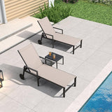 PURPLE LEAF Patio Chaise Lounge 4 Pieces Aluminum Recliner Chair with Wheels and Armrests Lounger for Lawn Backyard - Photo 2