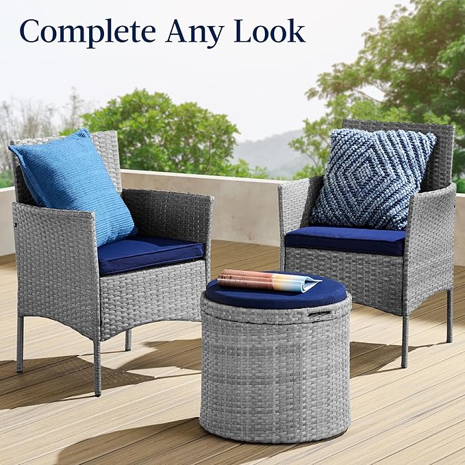 Best Choice Products Round Wicker Ottoman, Multipurpose Outdoor Furniture for Patio, Backyard, Additional Seating - Photo 8