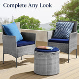 Best Choice Products Round Wicker Ottoman, Multipurpose Outdoor Furniture for Patio, Backyard, Additional Seating - Photo 8