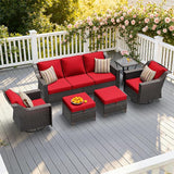 6 Pieces Patio Conversation Furniture Set - 1 Sofa, 2 Swivel Chairs, 2 Ottomans, 1 Side Table - Photo 1