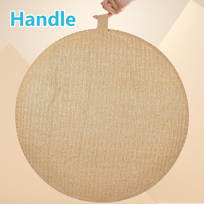 Woven Inflatable Ottoman, Fade-Resistant D31”x H14” Outdoor Indoor Pouf Patio Footrest Stool with Portable Handle - Photo 4