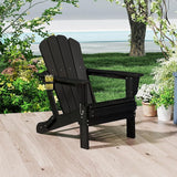 Domi Folding Adirondack Chair, HDPE All-Weather Adirondack Chairs with Cup Holder - Photo 2