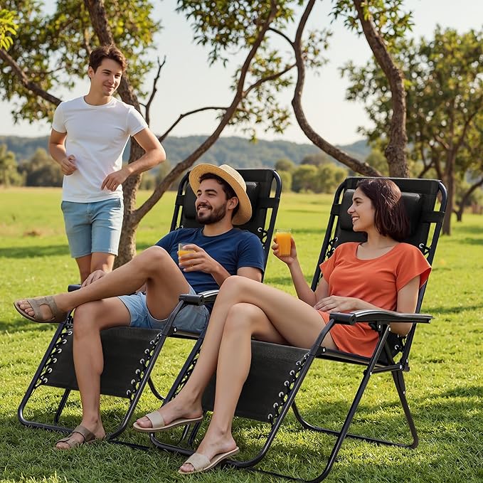 Homall Zero Gravity Chair Patio Folding Lawn Lounge Chairs Outdoor Lounge Gravity Chair Camp Reclining Chair with - Photo 7