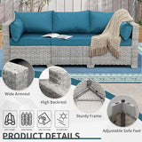WAROOM Outdoor Couch 3 Seater Wicker Patio Sofa Grey Rattan Balcony Furniture Deep Seat Porch Seating - Photo 3