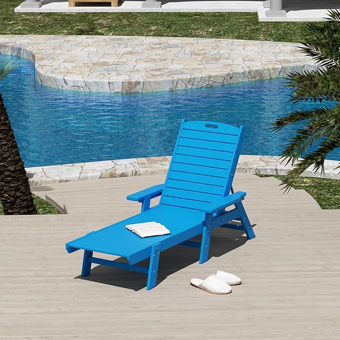 WestinTrends Malibu Poly Reclining Chaise Lounge Pacific Blue