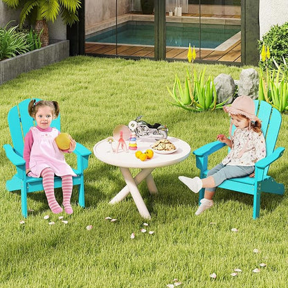 Costzon Kids Adirondack Chair, All-Weather HDPE Patio With High Backrest, Armrests, Fire Pit for Ages 3-8, Indoor Outdoor Lounge for Garden, Lawn, Yard (1,Turquoise)