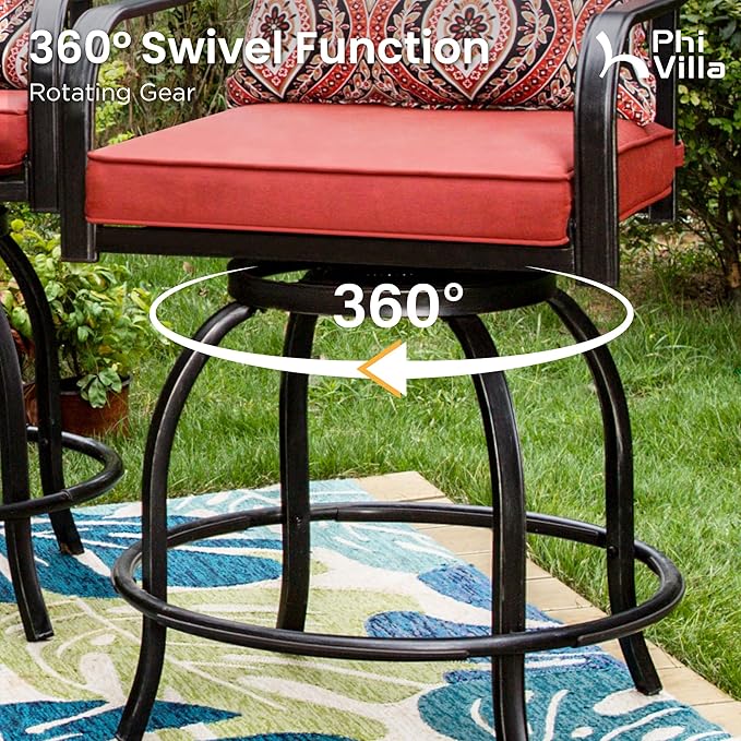 PHI VILLA 3 Piece Outdoor Bar Furniture Set - Photo 3