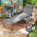 Outsunny Folding Chaise Lounge Chair Outdoor Tanning Chair with Side Table - Photo 6
