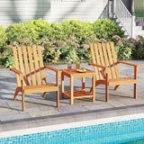 Tangkula Outdoor Adirondack Chair, Solid Acacia Wood Fire Pit Chair with Inclined Backrest, Curved Seat & Wide Armrests - Photo 5