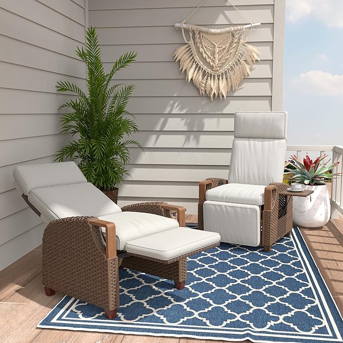 Grand patio Outdoor Recliner Air Pump 150° Lay Flat Reclining Chair with Independent Adjustable Back and Footrest - Photo 1
