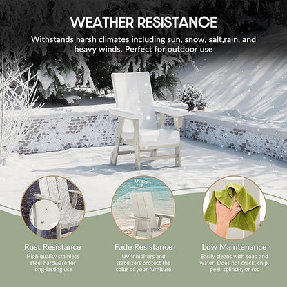 WestinTrends Ashore Outdoor Patio HDPE Plastic Modern Adirondack Dining Chair Sand
