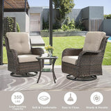 Belord 5 Piece Wicker Patio Furniture Set, Outdoor Swivel Rocker Chairs Set of 2 with Ottomans and Side Table - Photo 2