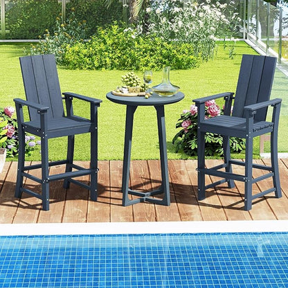 Giantex 52” Tall Adirondack Chair, HDPE Outdoor Bar Stool with Ergonomic Backrest, Armrests, Footrest, Fire Pit Chair, All Weather Patio Bistro Chair for Backyard, Garden, Lawn Chair (1, Navy)