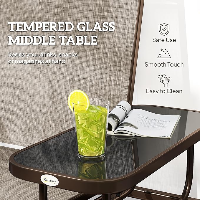 Outsunny Outdoor Glider Bench with Center Table - Photo 5