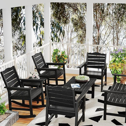 36" Outdoor Coffee Table, Weatherproof HIPS Patio Coffee Tables for Outside, All Weather Center Table with 220lbs Capacity for Deck, Garden, Balcony, Indoor or Outdoor Use, Black